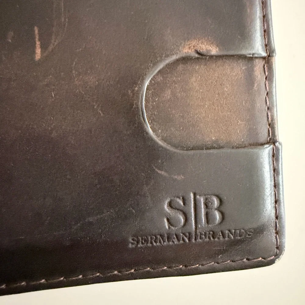 Dark Brown Leather Money Clip Wallet RFID Card Holder Serman Brands